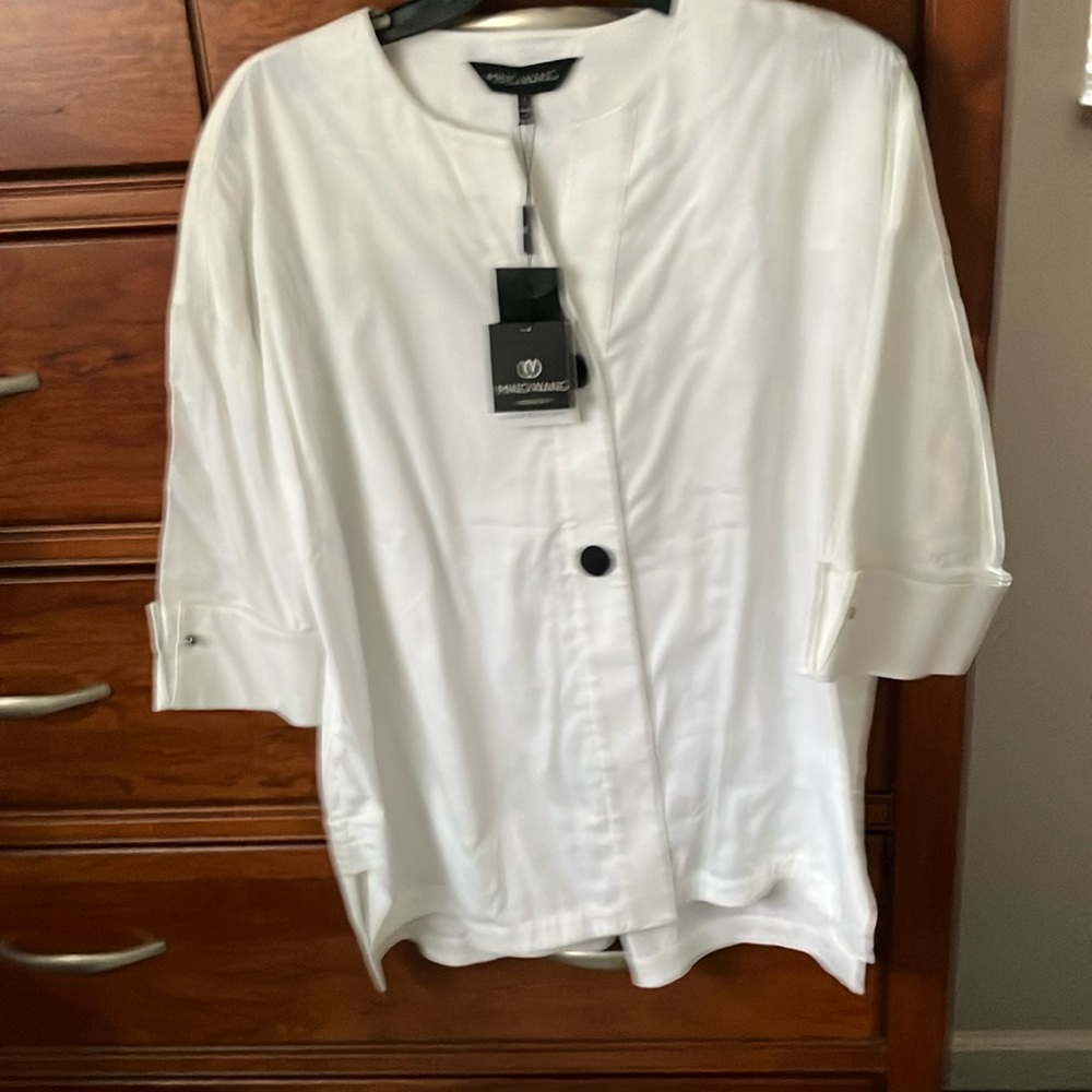 Ming Wang White Casual Button Down Shirt
